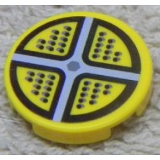 Part 4150pb156 Yellow Tile, Round 2 x 2 with Gray Cross and Black Points Pattern (Sticker) - Set 5973 